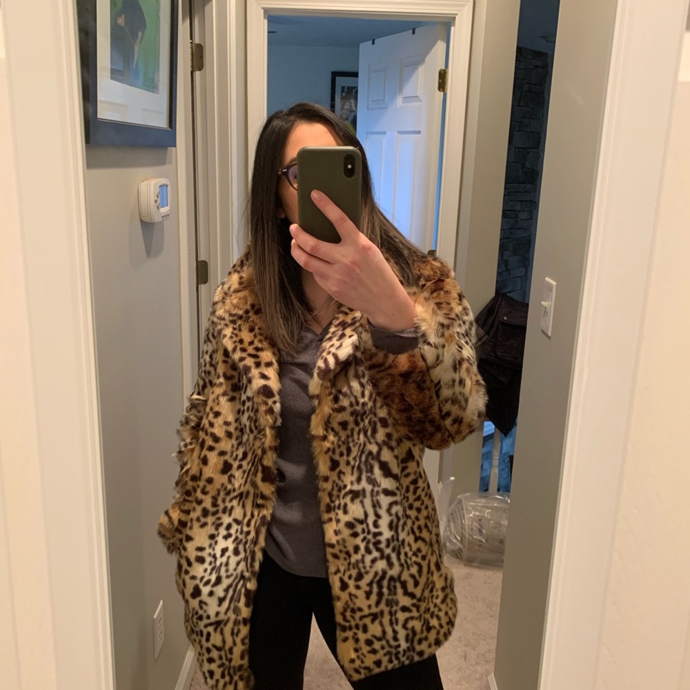 Forever 21 Leopard Print Faux Fur Jacket - Tan, Black, Cream - Picture 7 of 7
